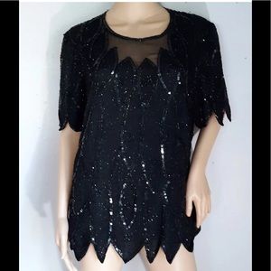 Vintage Stenay Womens Top Size Black 1X